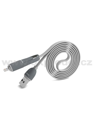 Micro USB a Lightning USB kabel 2v1 - Avatar - Bílá