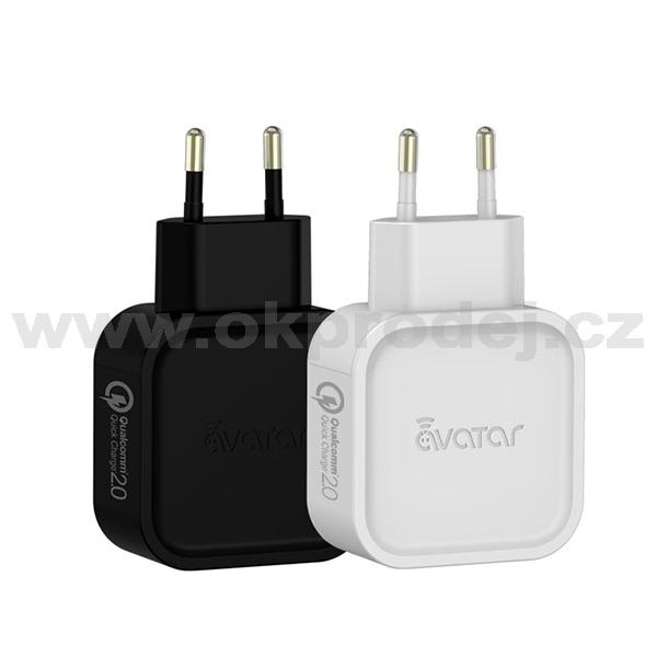 Univerzální USB-AC adaptér Avatar Quick Charge 2.0 - Bílá